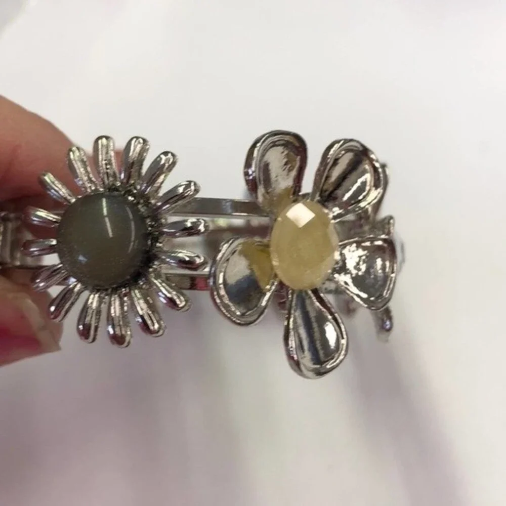 Silver Floral Cuff Bracelet